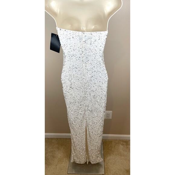 Retrofete Riverly Strapless Sequin Embellished Silver White Maxi Dress Size XS - Picture 7 of 9